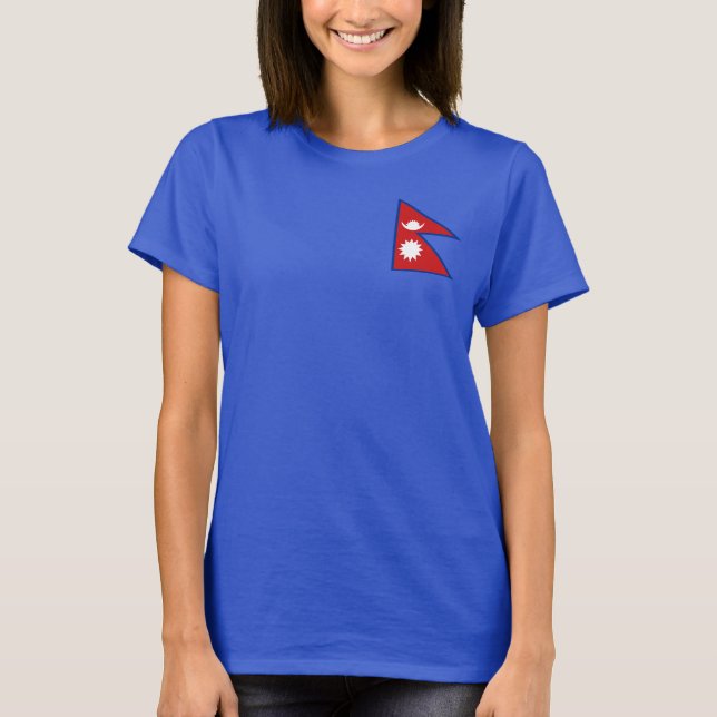 Nepal Flag and Map dk T-Shirt (Front)