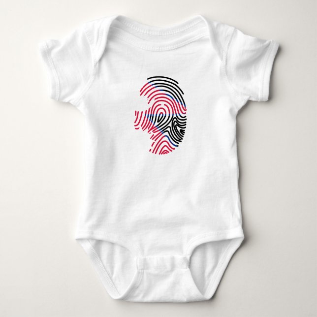 Nepal Flag Fingerprint Baby Bodysuit (Front)