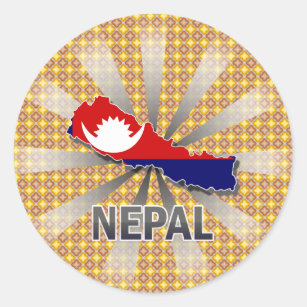 Nepal Flag Map 2.0 Classic Round Sticker