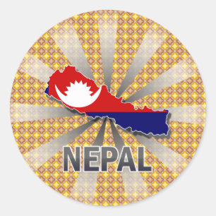 Nepal Flag Map 2.0 Classic Round Sticker