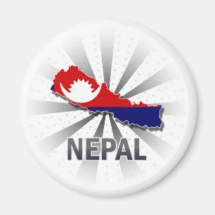 Nepal Flag Map 2.0 Magnet