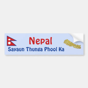 Nepal Flag + Map Bumper Sticker