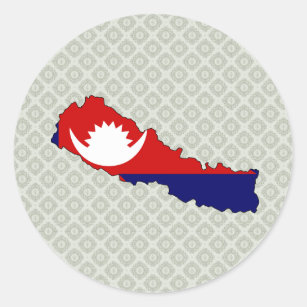 Nepal Flag Map full size Classic Round Sticker