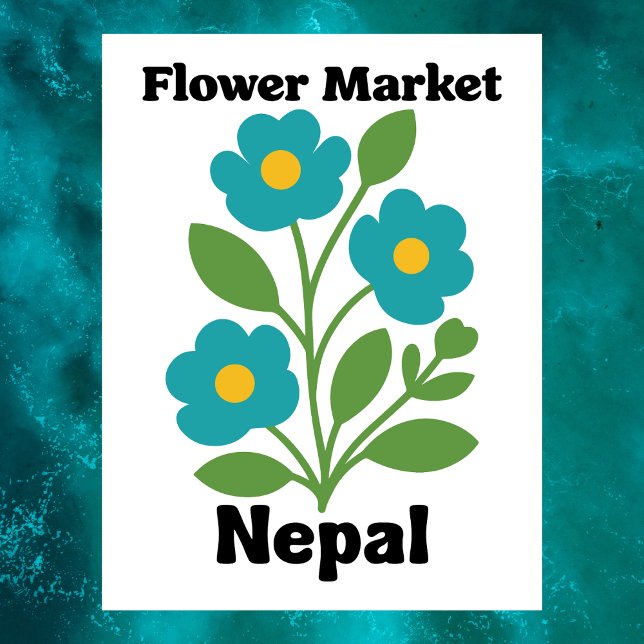 Nepal Flower Market Teal Blossom & Green Leaf Postcard (Nepal Flower Market Teal Blossom & Green Leaf Postcard
)