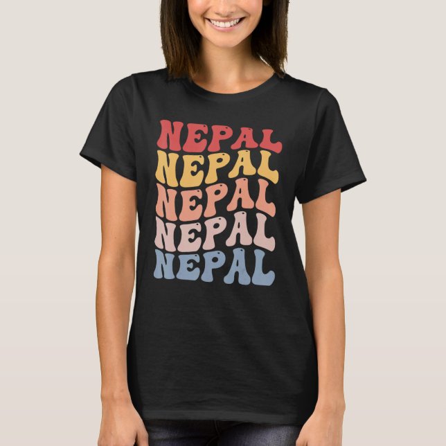 Nepal Groovy Retro Nepali T-Shirt (Front)