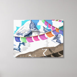 Nepal Himalayan Prayer Flags Travel poster Canvas Print