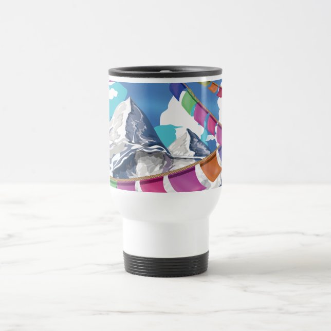 Nepal Himalayan Prayer Flags Travel poster Mug (Center)