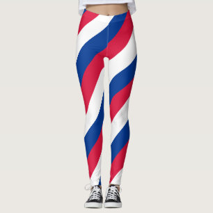 Nepal National Flag Colours Diagonal Striped Leggings