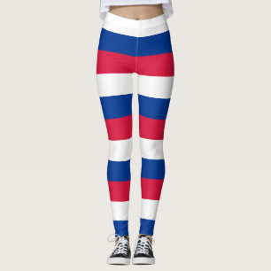 Nepal National Flag Colours Horizontal Striped Leggings