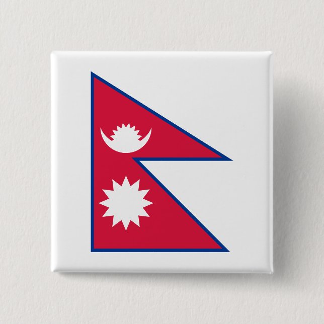 Nepal (Nepalese) Flag 15 Cm Square Badge (Front)