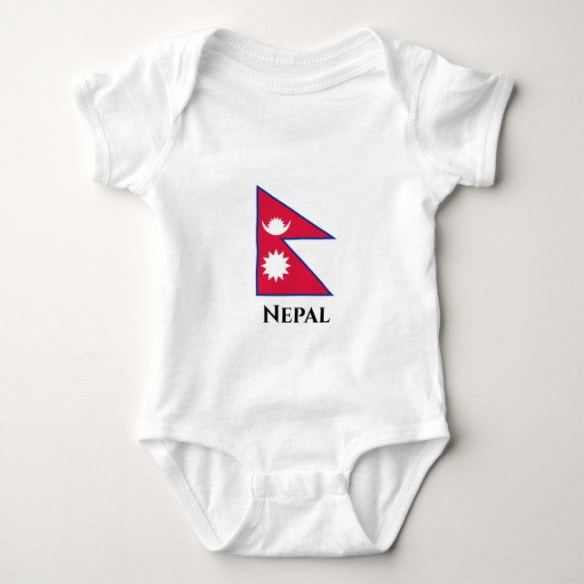 Nepal (Nepalese) Flag Baby Bodysuit (Front)