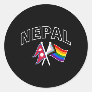 Nepal Rainbow Pride Flag Proud Nepali Classic Round Sticker