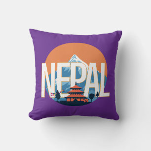 Nepal Temple Mount Everest Cushion