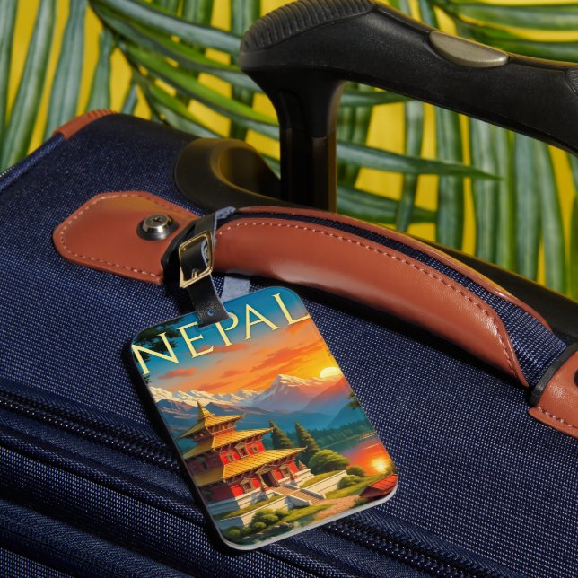 Nepal Travel Poster Luggage Tag (Front Insitu 1)