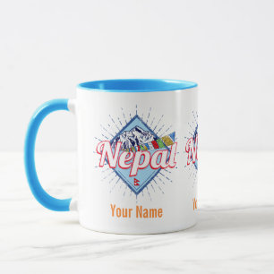 Nepal with Mountains Retro Flags Vintage Holiday Mug