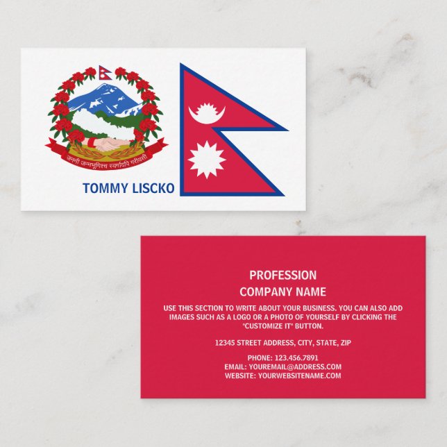 Nepalese Flag & Emblem, Flag of Nepal Business Card (Front/Back)