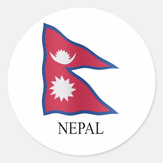 Nepali flag classic round sticker (Front)