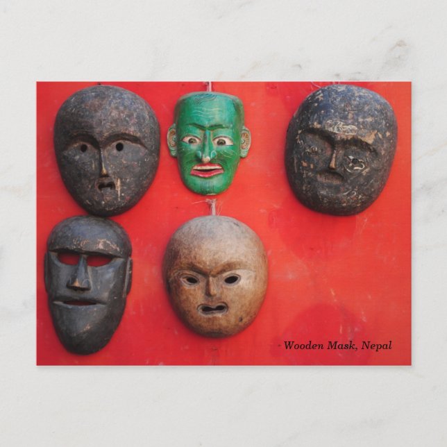 Nepali wooden Mask Postcard (Front)