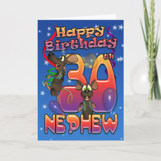 Nephew - 30th Birthday Card Colorful With Mice