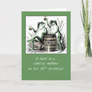 Nephew 30th Birthday Frogs Toasting with Beer Card