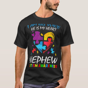 Nephew Autism Awareness His Voice My Heart Puzzle T-Shirt