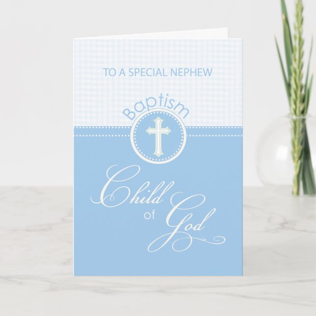 Nephew Baptism Congratulations Blue Child of God Card (Front)
