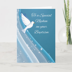 Nephew Baptism, Dove on Blue Waters Card
