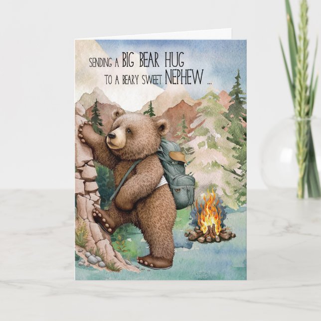 Nephew Big Bear Hug Away at Summer Camp Card (Front)