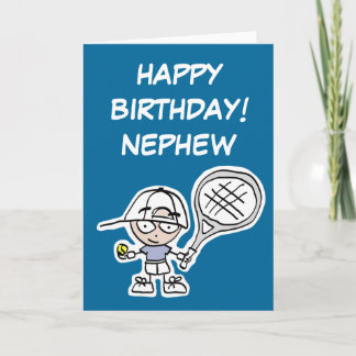 Nephew Birthday card with little tennis boy