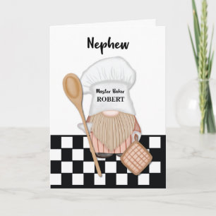 Nephew Birthday Whimsical Gnome Baker Baking Card