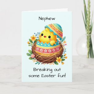 Nephew Easter Chick Breaking Out of Shell Card