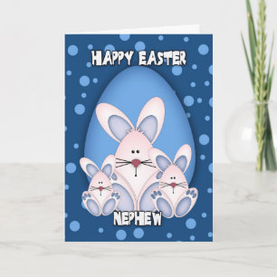 Nephew Easter Greeting Card With Cute Rabbits