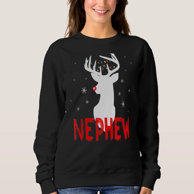 Nephew Family Matching Pajama  Christmas Nose Deer Sweatshirt (Front)