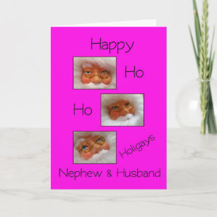 nephew & husband happy ho ho holigays gay x-mas ca holiday card