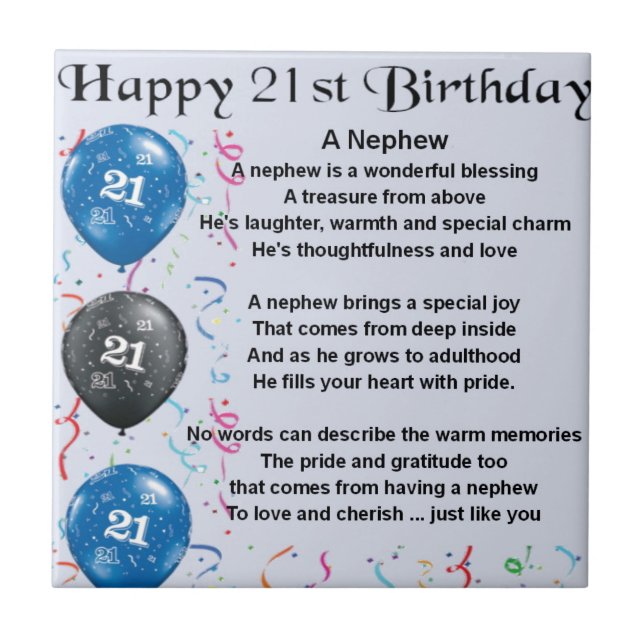Nephew Poem  -  21st Birthday Tile (Front)