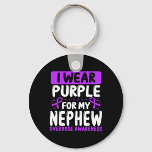 Nephew Purple Ribbon Aunt Uncle Overdose Awareness Key Ring