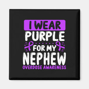 Nephew Purple Ribbon Aunt Uncle Overdose Awareness Magnet