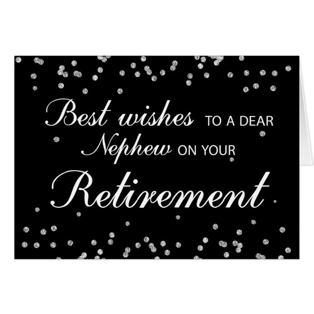 Nephew, Retirement Congratulations Black + Silver (Front Horizontal)