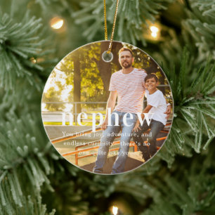 Nephew   Sentimental Photo Keepsake Christmas Ceramic Tree Decoration