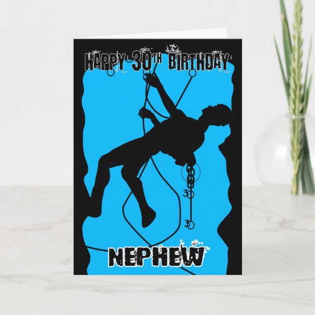 Nephew Silhouette Rock Climbing 30th Birthday Card (Front)