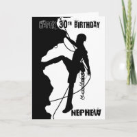Nephew Silhouette Rock Climbing 30th Birthday Card