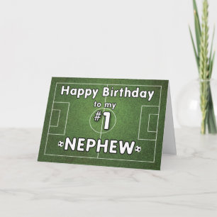 Nephew Soccer Birthday with Grass Field and Balls, Card
