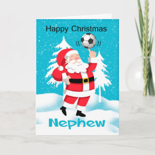 Nephew Soccer / Football Christmas Greeting Card
