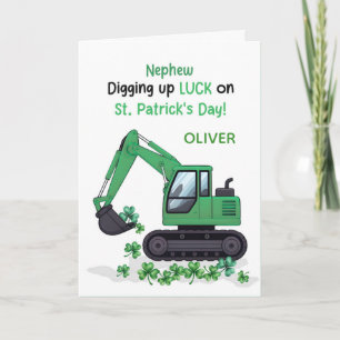 Nephew St Patricks Day Construction Truck Card