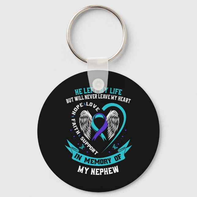 Nephew Suicide Awareness Prevention Memorial Graph Key Ring (Front)