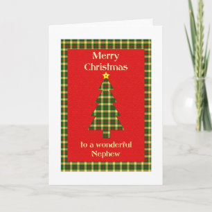 Nephew Tartan Christmas Tree Holiday Card