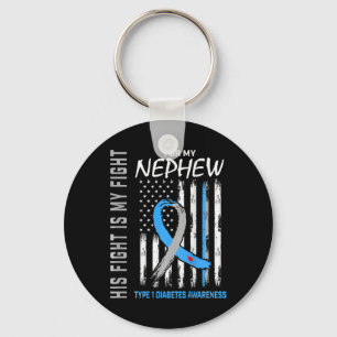 Nephew Type One Diabetes Awareness American Flag B Key Ring