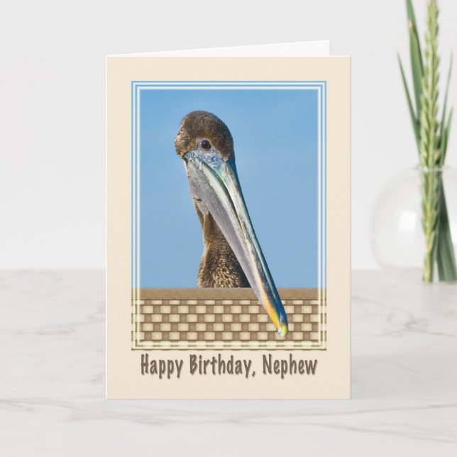 Nephew's Birthday Card with Brown Pelican (Front)