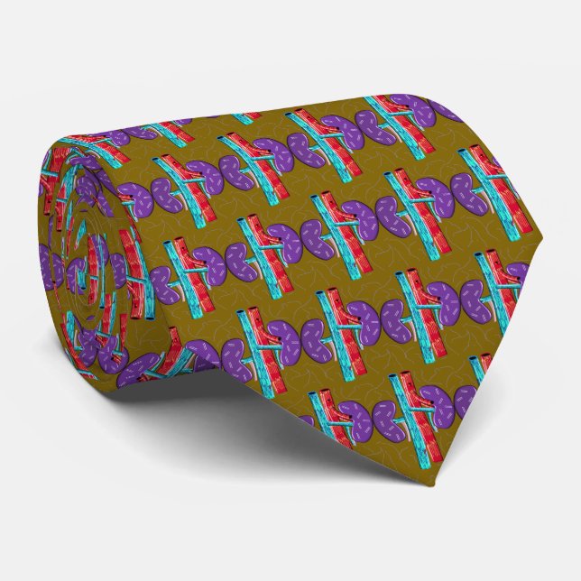 Nephrologist Artsy lll Kidney Brown Tie (Rolled)