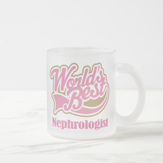 Nephrologist Pink Gift Frosted Glass Coffee Mug (Right)